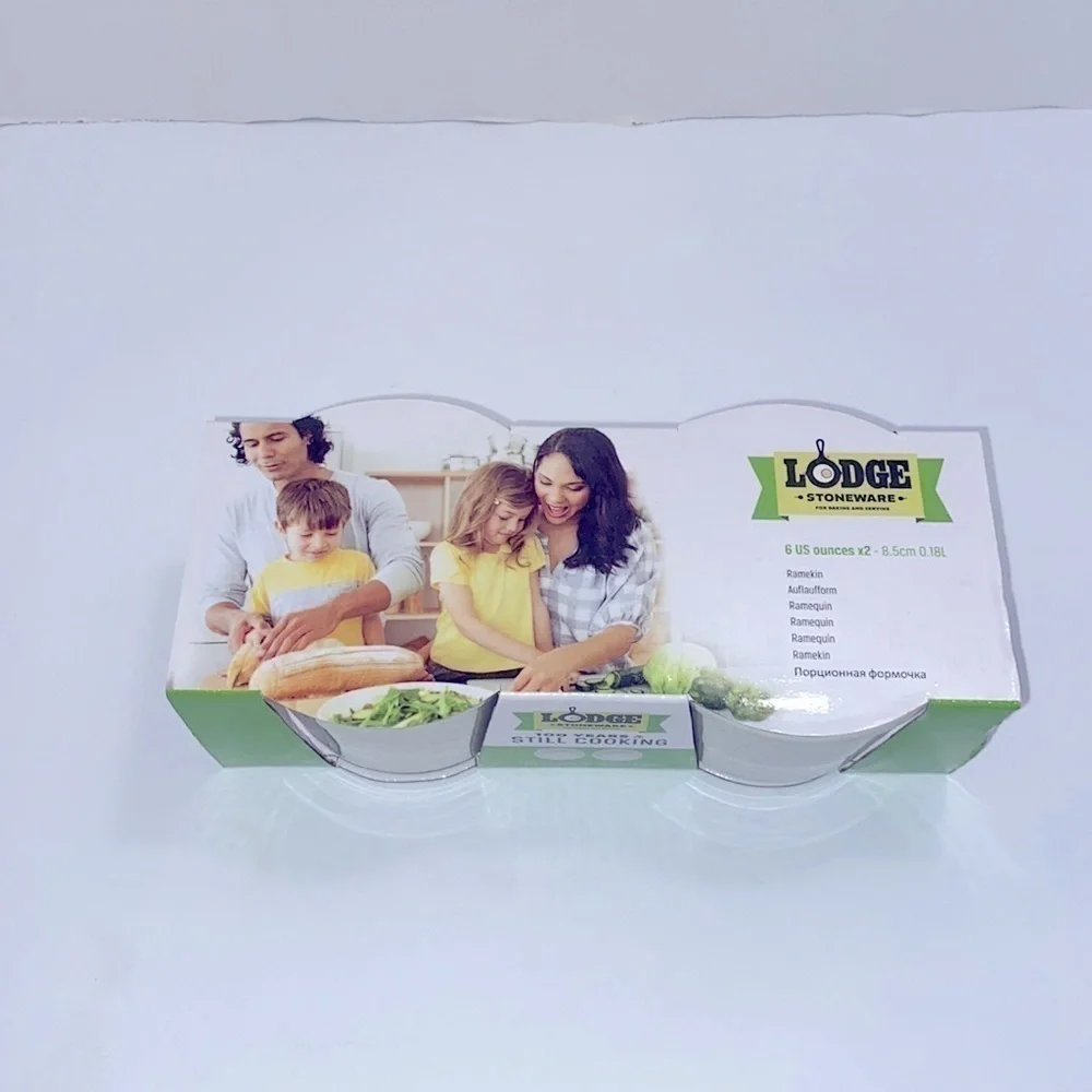 Lodge Stoneware Baking and Serving Ramekin Cups 2 White 6 Oz.
